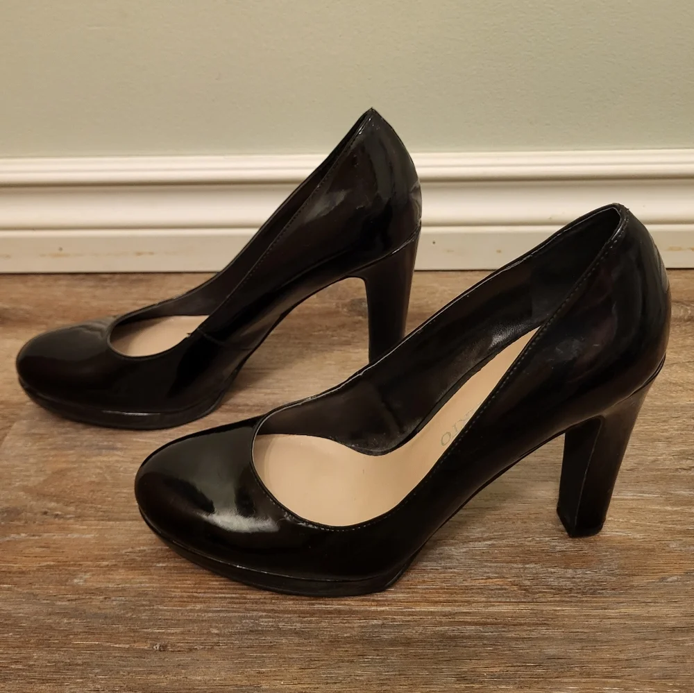 Franco Sarto Patent Leather  Heels  Balada Black Size 7 - Picture 3 of 9
